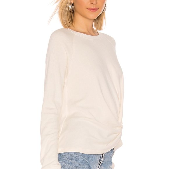 Monrow Front Knot Beige Sweatshirt M - Picture 2 of 6